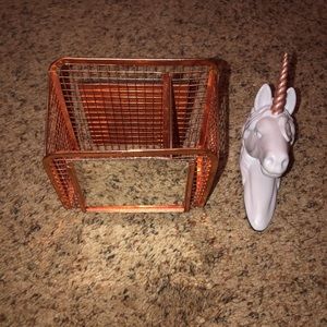 Rose- gold locker caddy and magnetic unicorn